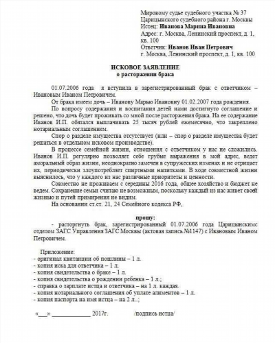 Исковое заявление: порядок общения с ребенком, образец и правила заполнения